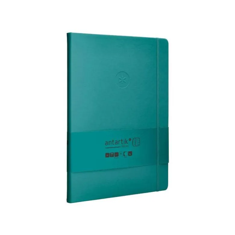 CUADERNO CON GOMILLA ANTARTIK NOTES TAPA DURA A4 HOJAS CUADRICULA VERDE AGUAMARINA 100 HOJAS 80 GR