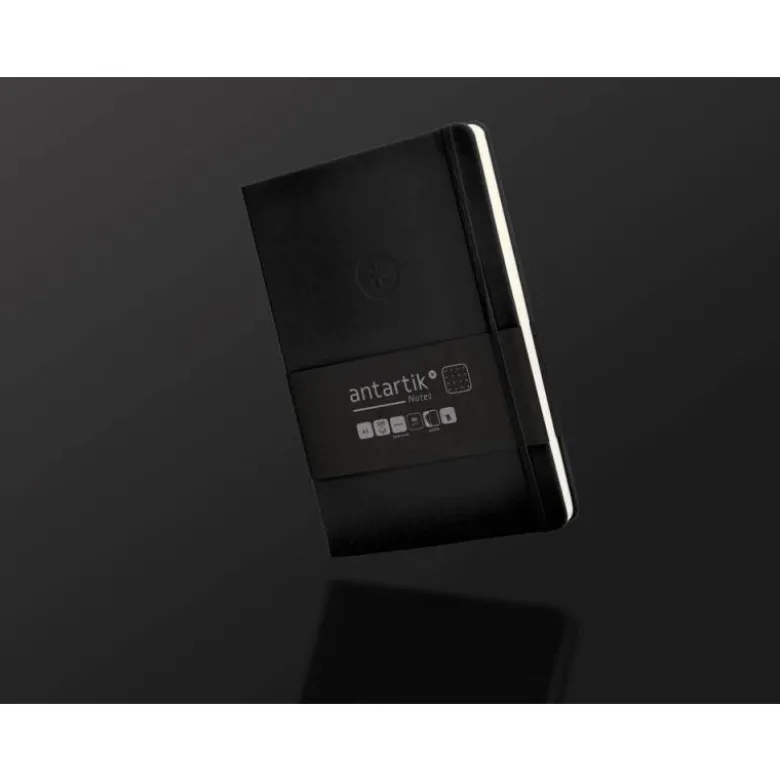 CUADERNO CON GOMILLA ANTARTIK NOTES TAPA DURA A5 HOJAS PUNTOS NEGRO 100 HOJAS 80 GR FSC