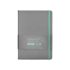 CUADERNO CON GOMILLA ANTARTIK NOTES TAPA DURA A5 HOJAS PUNTOS GRIS Y TURQUESA 100 HOJAS 80 GR FSC