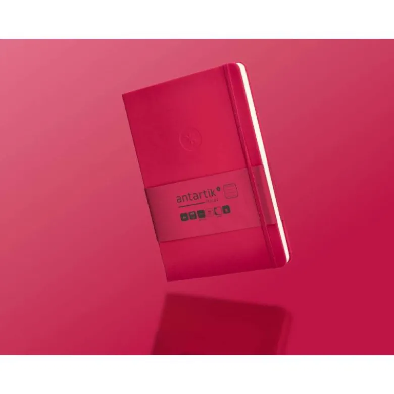 CUADERNO CON GOMILLA ANTARTIK NOTES TAPA DURA A5 HOJAS RAYAS BURDEOS 100 HOJAS 80 GR FSC