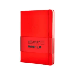 CUADERNO CON GOMILLA ANTARTIK NOTES TAPA DURA A5 HOJAS RAYAS ROJO 100 HOJAS 80 GR FSC