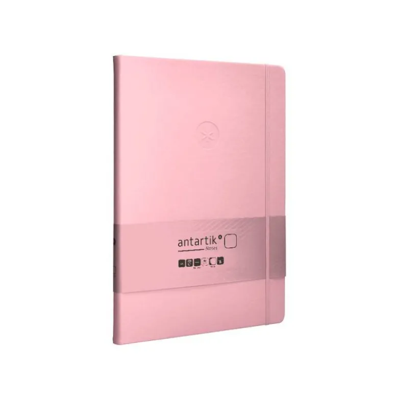 CUADERNO CON GOMILLA ANTARTIK NOTES TAPA DURA A4 HOJAS LISAS ROSA PASTEL 100 HOJAS 80 GR FSC
