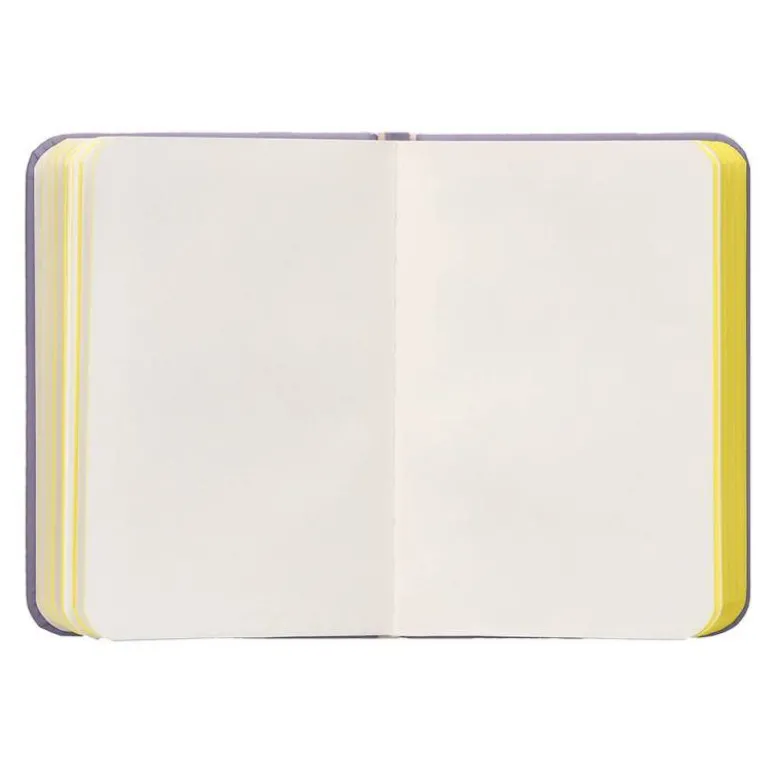 CUADERNO CON GOMILLA ANTARTIK NOTES TAPA DURA A7 HOJAS LISAS MORADO Y AMARILLO 80 HOJAS 80 GR FSC