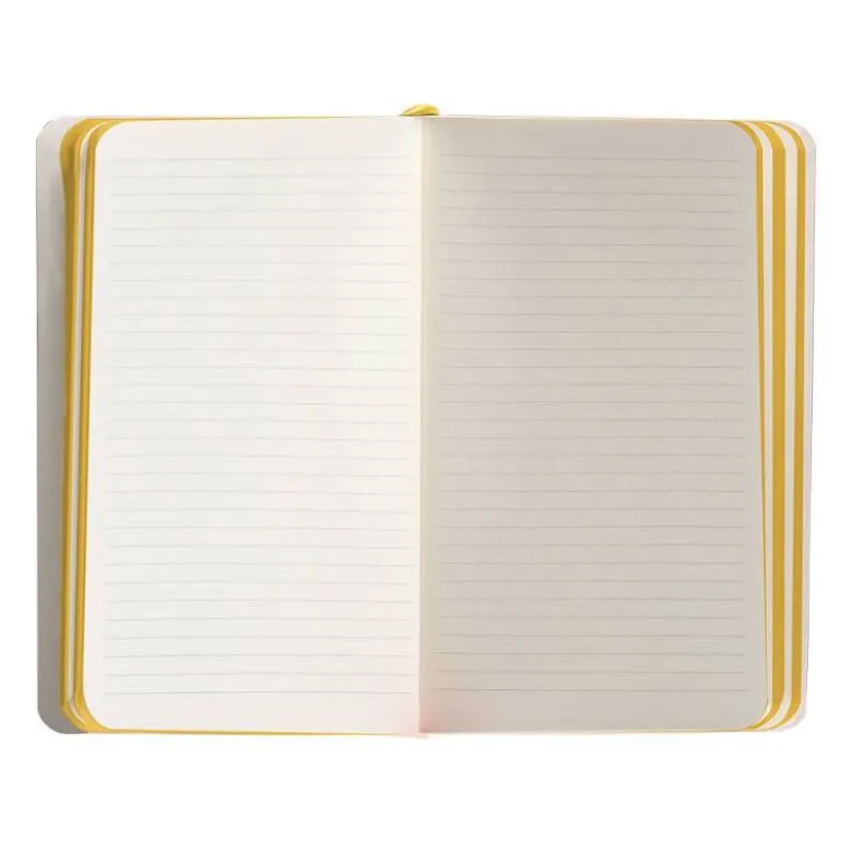 CUADERNO CON GOMILLA ANTARTIK NOTES TAPA BLANDA A6 RAYAS MORADO Y AMARILLO 100 HOJAS 80 GR FSC