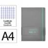 CUADERNO CON GOMILLA ANTARTIK NOTES TAPA DURA A4 HOJAS CUADRICULA GRIS Y TURQUESA 100 HOJAS 80 GR FSC