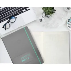 CUADERNO CON GOMILLA ANTARTIK NOTES TAPA DURA A4 HOJAS CUADRICULA GRIS Y TURQUESA 100 HOJAS 80 GR FSC