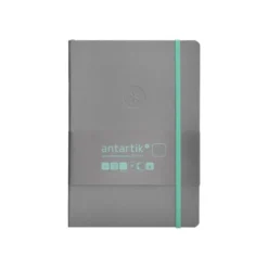 CUADERNO CON GOMILLA ANTARTIK NOTES TAPA BLANDA A5 HOJAS LISAS GRIS Y TURQUESA 80 HOJAS 80 GR FSC
