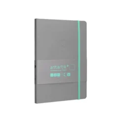 CUADERNO CON GOMILLA ANTARTIK NOTES TAPA BLANDA A5 HOJAS LISAS GRIS Y TURQUESA 80 HOJAS 80 GR FSC