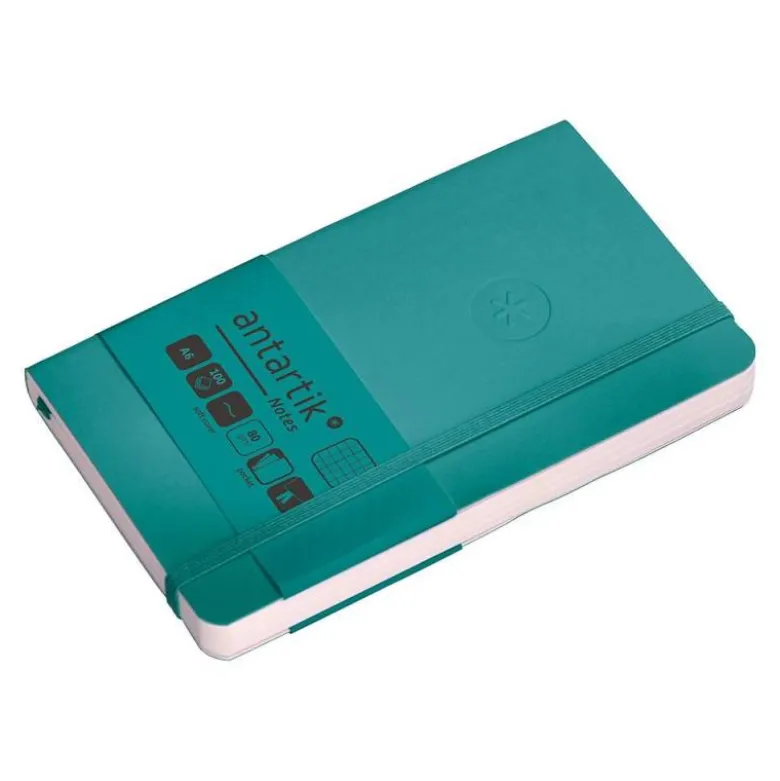 CUADERNO CON GOMILLA ANTARTIK NOTES TAPA BLANDA A6 CUADRICULA VERDE AGUAMARINA 100 HOJAS 80 GR FSC