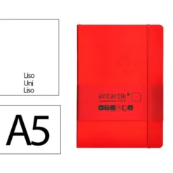 CUADERNO CON GOMILLA ANTARTIK NOTES TAPA BLANDA A5 HOJAS LISAS ROJO 80 HOJAS 80 GR FSC