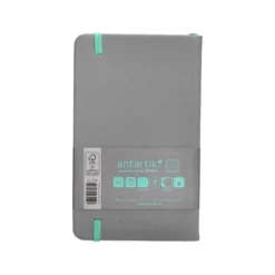 CUADERNO CON GOMILLA ANTARTIK NOTES TAPA DURA DIN A6 HOJAS RAYAS GRIS Y TURQUESA 100 HOJAS 80 GR FSC