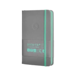 CUADERNO CON GOMILLA ANTARTIK NOTES TAPA DURA DIN A6 HOJAS RAYAS GRIS Y TURQUESA 100 HOJAS 80 GR FSC
