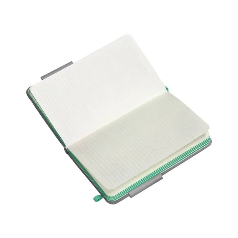 CUADERNO CON GOMILLA ANTARTIK NOTES TAPA DURA DIN A6 HOJAS RAYAS GRIS Y TURQUESA 100 HOJAS 80 GR FSC