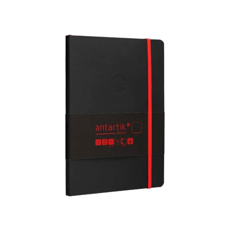 CUADERNO CON GOMILLA ANTARTIK NOTES TAPA BLANDA A5 HOJAS LISAS NEGRO Y ROJO 80 HOJAS 80 GR FSC