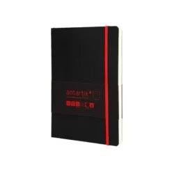CUADERNO CON GOMILLA ANTARTIK NOTES TAPA BLANDA A5 HOJAS LISAS NEGRO Y ROJO 80 HOJAS 80 GR FSC