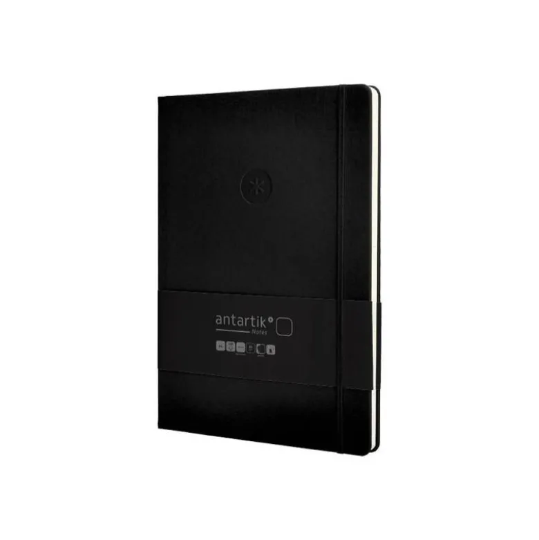 CUADERNO CON GOMILLA ANTARTIK NOTES TAPA DURA A4 HOJAS LISAS NEGRO 100 HOJAS 80 GR FSC