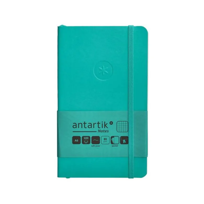 CUADERNO CON GOMILLA ANTARTIK NOTES TAPA BLANDA A6 CUADRICULA TURQUESA 100 HOJAS 80 GR FSC