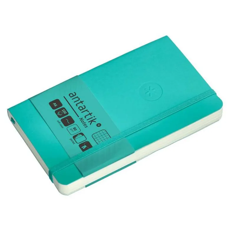 CUADERNO CON GOMILLA ANTARTIK NOTES TAPA BLANDA A6 CUADRICULA TURQUESA 100 HOJAS 80 GR FSC