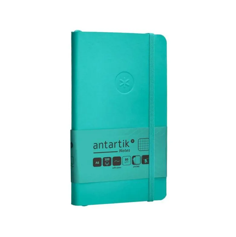 CUADERNO CON GOMILLA ANTARTIK NOTES TAPA BLANDA A6 CUADRICULA TURQUESA 100 HOJAS 80 GR FSC