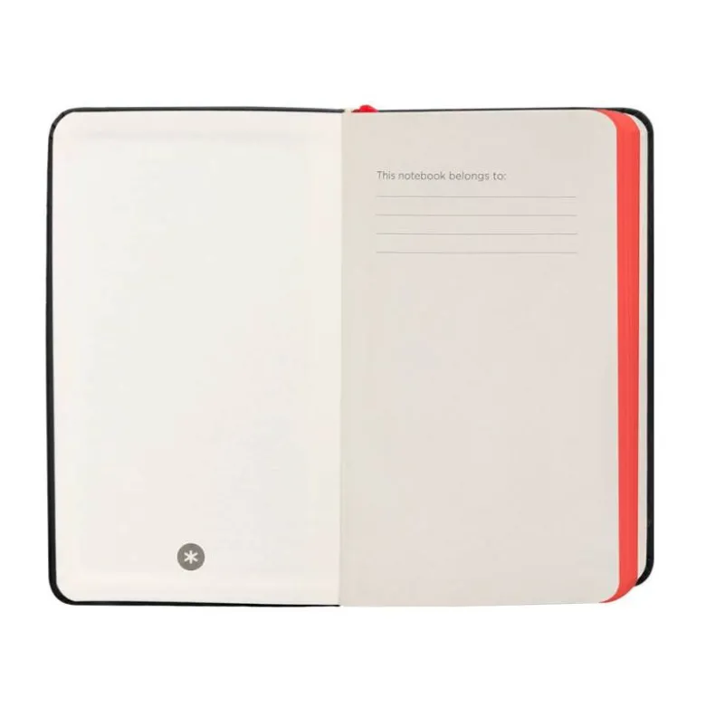 CUADERNO CON GOMILLA ANTARTIK NOTES TAPA DURA A6 HOJAS RAYAS NEGRO Y ROJO 100 HOJAS 80 GR FSC
