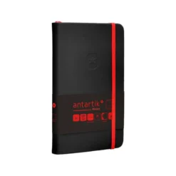 CUADERNO CON GOMILLA ANTARTIK NOTES TAPA DURA A6 HOJAS RAYAS NEGRO Y ROJO 100 HOJAS 80 GR FSC