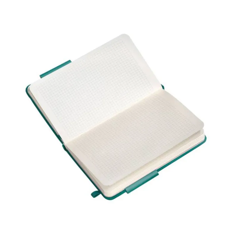 CUADERNO CON GOMILLA ANTARTIK NOTES TAPA DURA A6 HOJAS CUADRICULA VERDE AGUAMARINA 100 HOJAS 80 GR