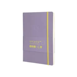 CUADERNO CON GOMILLA ANTARTIK NOTES TAPA BLANDA A5 HOJAS LISAS MORADO Y AMARILLO 80 HOJAS 80 GR FSC