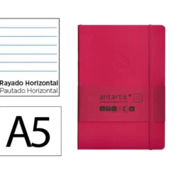 CUADERNO CON GOMILLA ANTARTIK NOTES TAPA BLANDA A5 HOJAS RAYAS BURDEOS 80 HOJAS 80 GR FSC