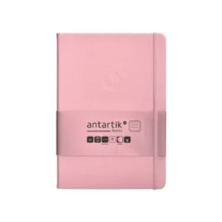 CUADERNO CON GOMILLA ANTARTIK NOTES TAPA DURA A5 HOJAS RAYAS ROSA PASTEL 100 HOJAS 80 GR FSC