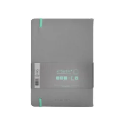 CUADERNO CON GOMILLA ANTARTIK NOTES TAPA DURA A5 HOJAS RAYAS GRIS Y TURQUESA 100 HOJAS 80 GR FSC