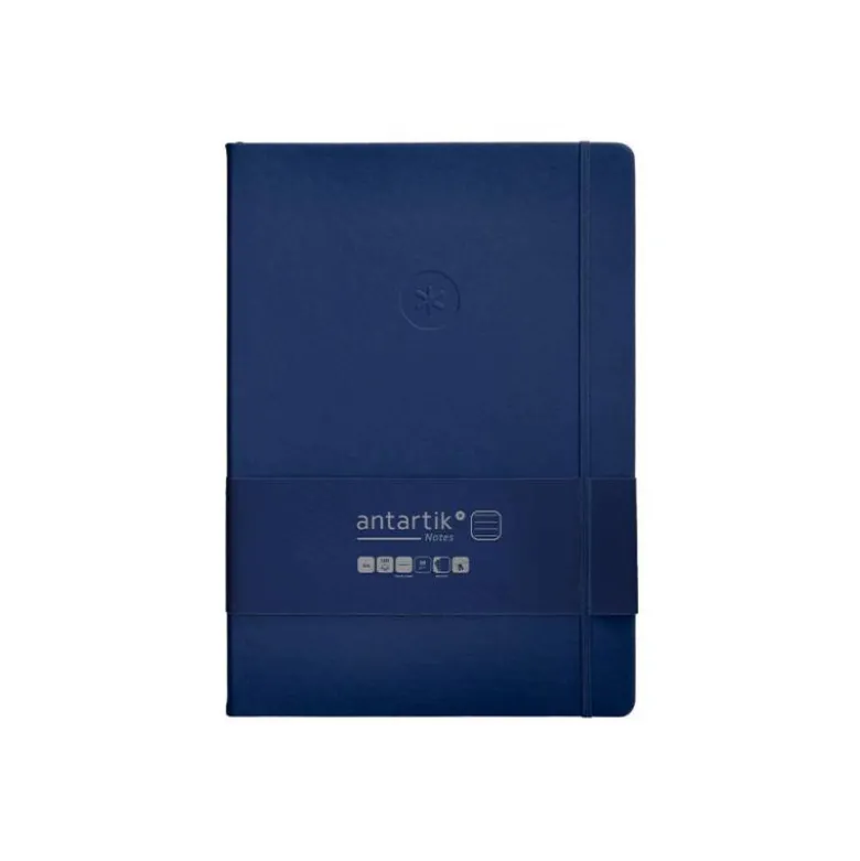 CUADERNO CON GOMILLA ANTARTIK NOTES TAPA DURA A4 HOJAS RAYAS AZUL MARINO 100 HOJAS 80 GR FSC