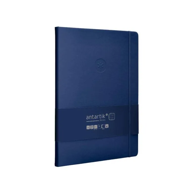 CUADERNO CON GOMILLA ANTARTIK NOTES TAPA DURA A4 HOJAS RAYAS AZUL MARINO 100 HOJAS 80 GR FSC