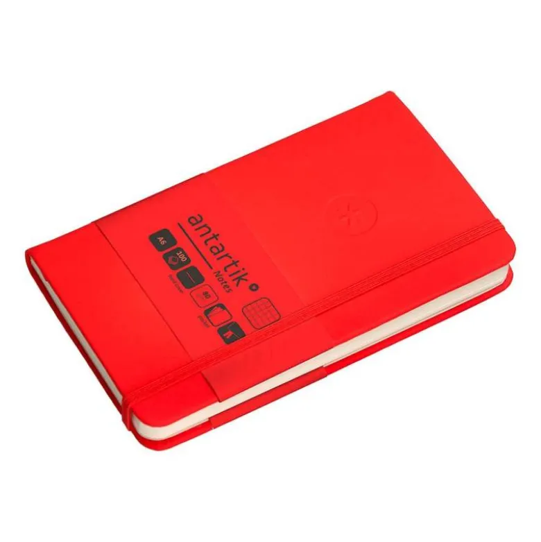 CUADERNO CON GOMILLA ANTARTIK NOTES TAPA DURA A6 HOJAS CUADRICULA ROJO 100 HOJAS 80 GR FSC