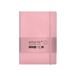 CUADERNO CON GOMILLA ANTARTIK NOTES TAPA BLANDA A5 HOJAS RAYAS ROSA PASTEL 80 HOJAS 80 GR FSC