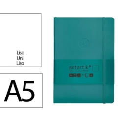 CUADERNO CON GOMILLA ANTARTIK NOTES TAPA BLANDA A5 HOJAS LISAS VERDE AGUAMARINA 80 HOJAS 80 GR FSC