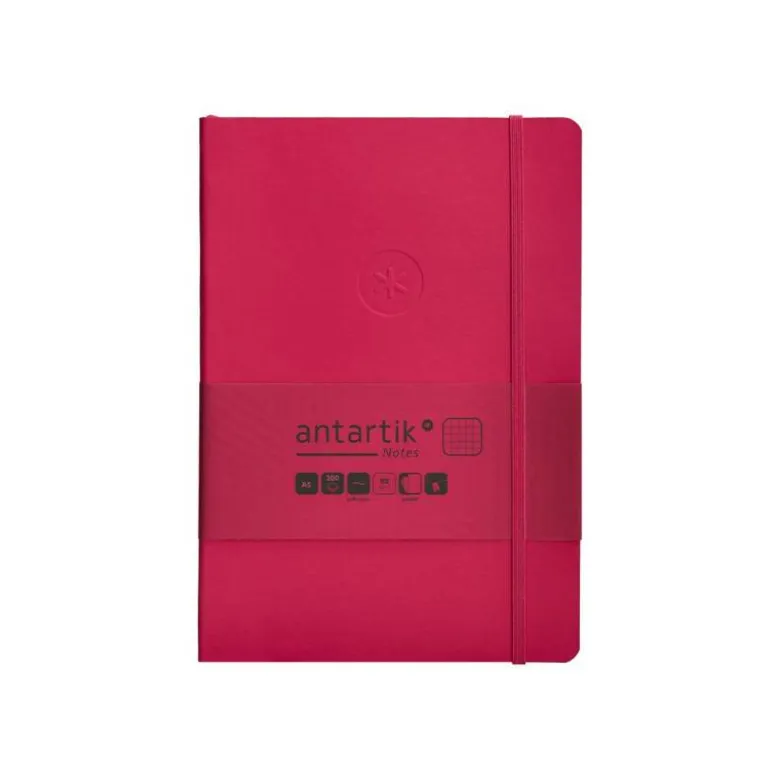 CUADERNO CON GOMILLA ANTARTIK NOTES TAPA BLANDA A5 HOJAS CUADRICULA BURDEOS 80 HOJAS 80 GR FSC
