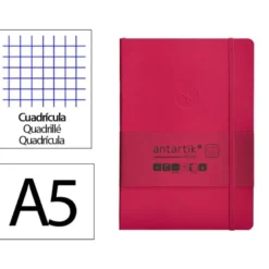 CUADERNO CON GOMILLA ANTARTIK NOTES TAPA BLANDA A5 HOJAS CUADRICULA BURDEOS 80 HOJAS 80 GR FSC