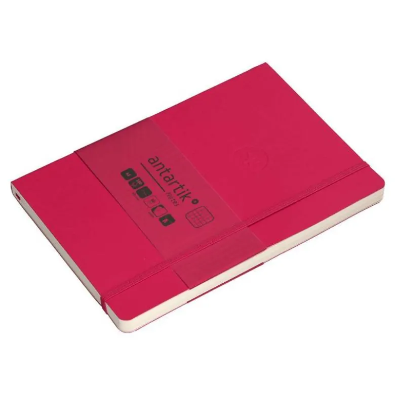 CUADERNO CON GOMILLA ANTARTIK NOTES TAPA BLANDA A5 HOJAS CUADRICULA BURDEOS 80 HOJAS 80 GR FSC