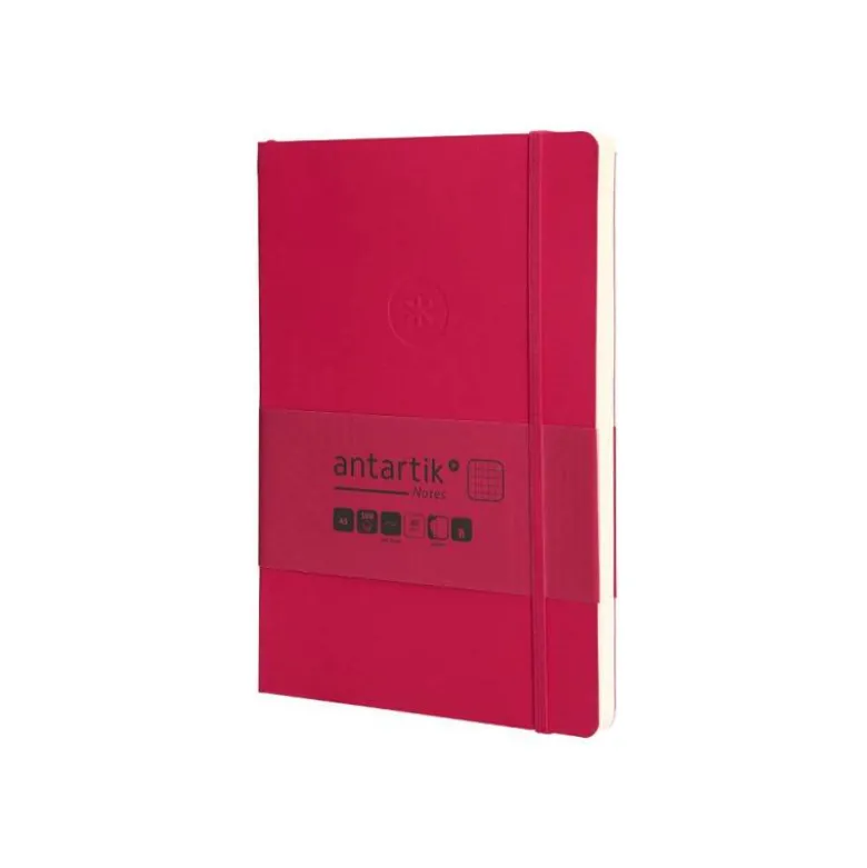 CUADERNO CON GOMILLA ANTARTIK NOTES TAPA BLANDA A5 HOJAS CUADRICULA BURDEOS 80 HOJAS 80 GR FSC