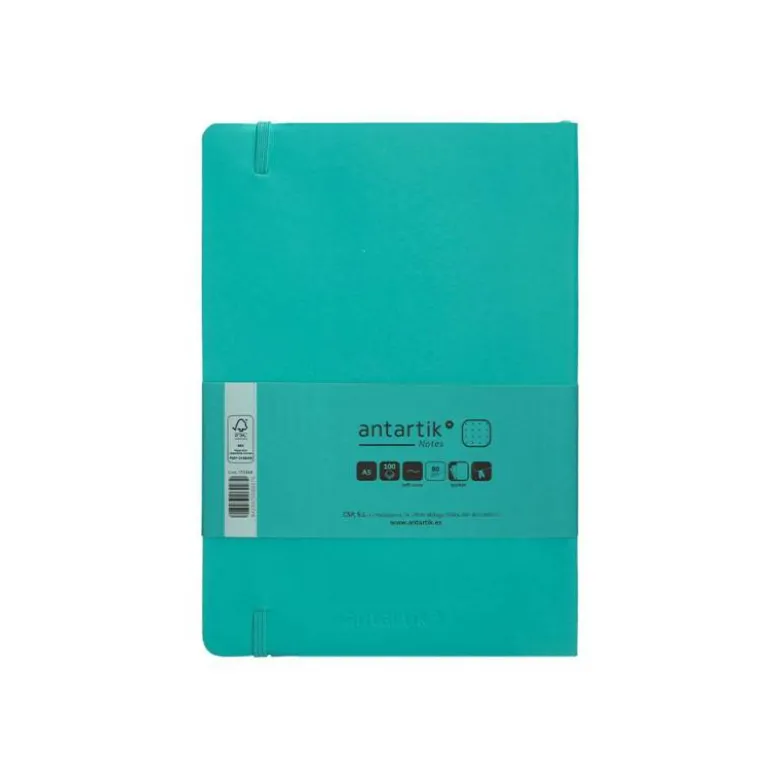 CUADERNO CON GOMILLA ANTARTIK NOTES TAPA BLANDA A5 HOJAS PUNTOS TURQUESA 80 HOJAS 80 GR FSC