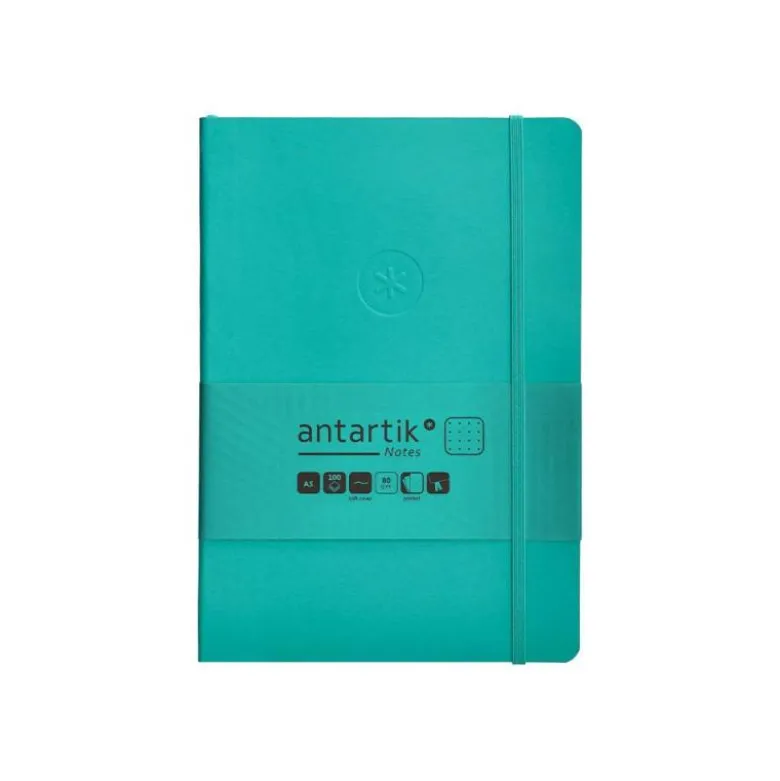 CUADERNO CON GOMILLA ANTARTIK NOTES TAPA BLANDA A5 HOJAS PUNTOS TURQUESA 80 HOJAS 80 GR FSC