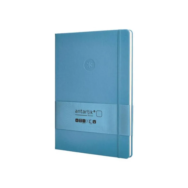CUADERNO CON GOMILLA ANTARTIK NOTES TAPA DURA A4 HOJAS PUNTOS AZUL CLARO 100 HOJAS 80 GR FSC