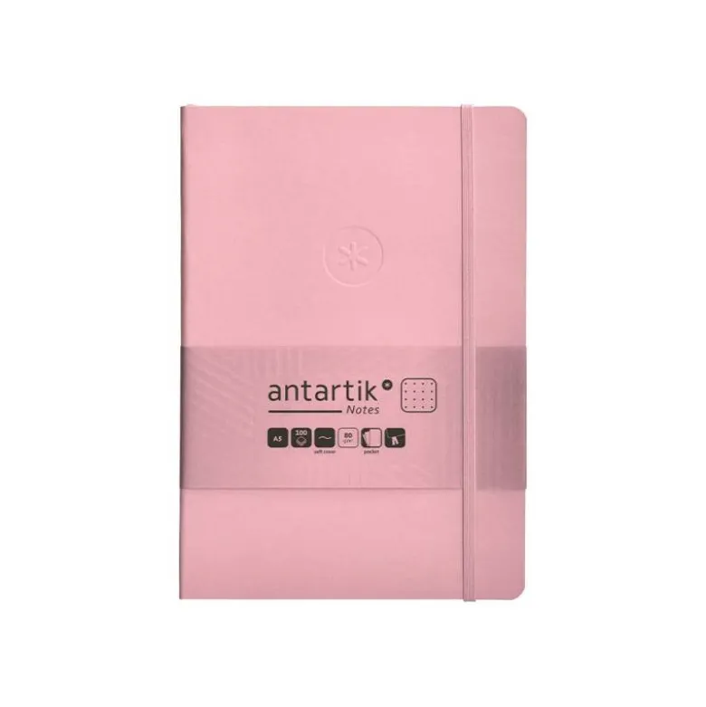 CUADERNO CON GOMILLA ANTARTIK NOTES TAPA BLANDA A5 HOJAS PUNTOS ROSA PASTEL 80 HOJAS 80 GR FSC
