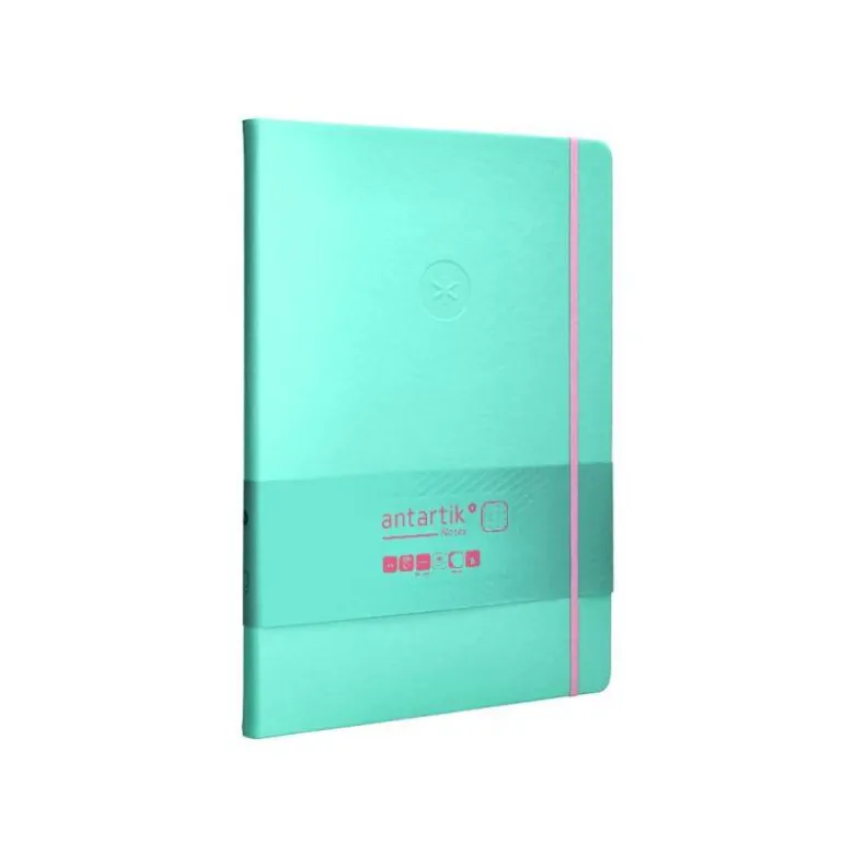 CUADERNO CON GOMILLA ANTARTIK NOTES TAPA DURA A4 HOJAS PUNTOS ROSA Y TURQUESA 100 HOJAS 80 GR FSC