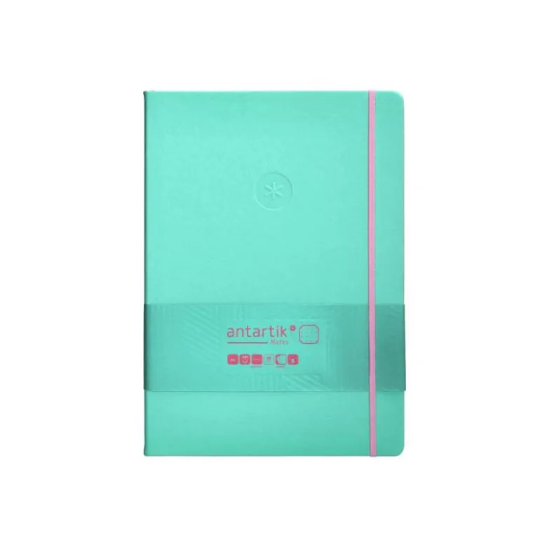 CUADERNO CON GOMILLA ANTARTIK NOTES TAPA DURA A4 HOJAS PUNTOS ROSA Y TURQUESA 100 HOJAS 80 GR FSC