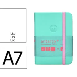 CUADERNO CON GOMILLA ANTARTIK NOTES TAPA DURA A7 HOJAS LISAS ROSA Y TURQUESA 80 HOJAS 80 GR FSC