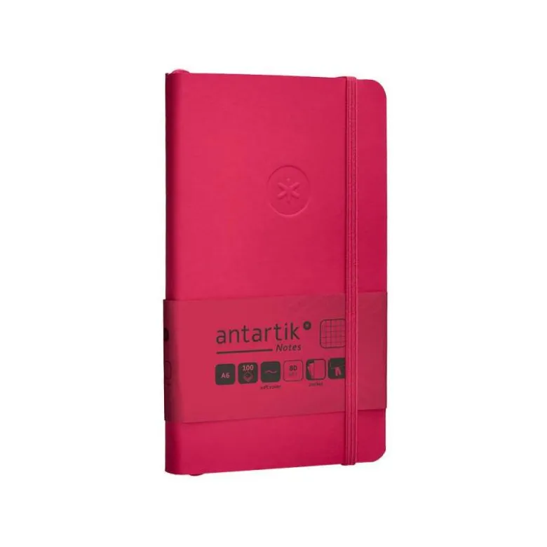 CUADERNO CON GOMILLA ANTARTIK NOTES TAPA BLANDA A6 CUADRICULA BURDEOS 100 HOJAS 80 GR FSC