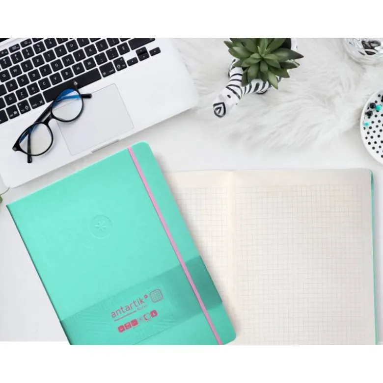 CUADERNO CON GOMILLA ANTARTIK NOTES TAPA DURA A4 HOJAS CUADRICULA ROSA Y TURQUESA 100 HOJAS 80 GR FSC