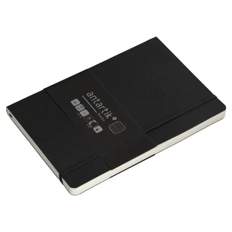 CUADERNO CON GOMILLA ANTARTIK NOTES TAPA BLANDA A5 HOJAS CUADRICULA NEGRO 80 HOJAS 80 GR FSC