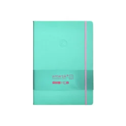 CUADERNO CON GOMILLA ANTARTIK NOTES TAPA DURA A4 HOJAS RAYAS ROSA Y TURQUESA 100 HOJAS 80 GR FSC
